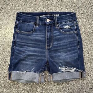 American Eagle Shorts Womens Size 2 24x4 High Rise Curvy Jegging Distressed Jean